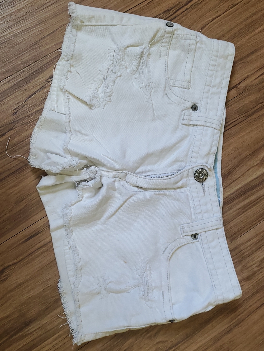 Roxy White Distressed Denim Jean Shorts
